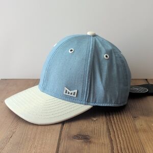 Melin Men's Light Cotton Denim Blue and White Leather Cap